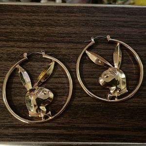 Gold Playboy hoop earrings